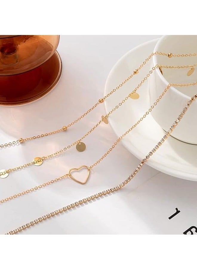 Metal Waist Chain for Women Girls Adjustable Body Link Belt Fashion Belly Jewelry 4 Pieces Belly Waist Chain, Summer Body Beach Jewelry for Jeans Dresses (Gold) - Image 3