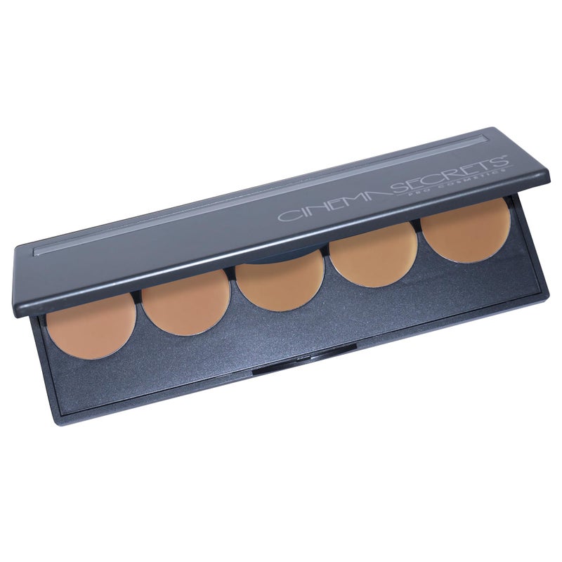 Cinema Secrets Ultimate Foundation 5-in1 Palette - Med-Deep Pink-Beige Undertones, 500B Series, Buildable Coverage, Long-Wear Matte Finish, Paraben-Free, Color Correct, Contour & Highlight - Image 2