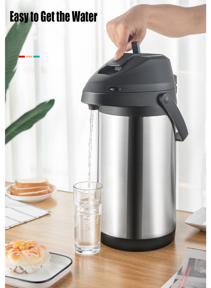 TDAO Coffee Carafe with Pump, 1.6L Stainless Steel Insulated Thermal Flask, Push-type Portable Hot Water/Coffee/Tea/Drinks Dispenser, Car Insulated Water Bottle, Anti-scald Thermos Pot for Camp, Home, Travel, Hotel, Party - Image 2