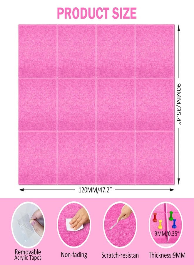 زيديان لوحة إعلانات من بلاط اللباد الجداري مع لاصق قابل للإزالة، مقاس 47 × 35 بوصة، بديل للوحة الفلين الوردية مع 40 دبوس تثبيت، عبوة من 12 قطعة، مربعات لباد كبيرة الحجم للوحة تثبيت بلاط الفلين للمكاتب - Image 4