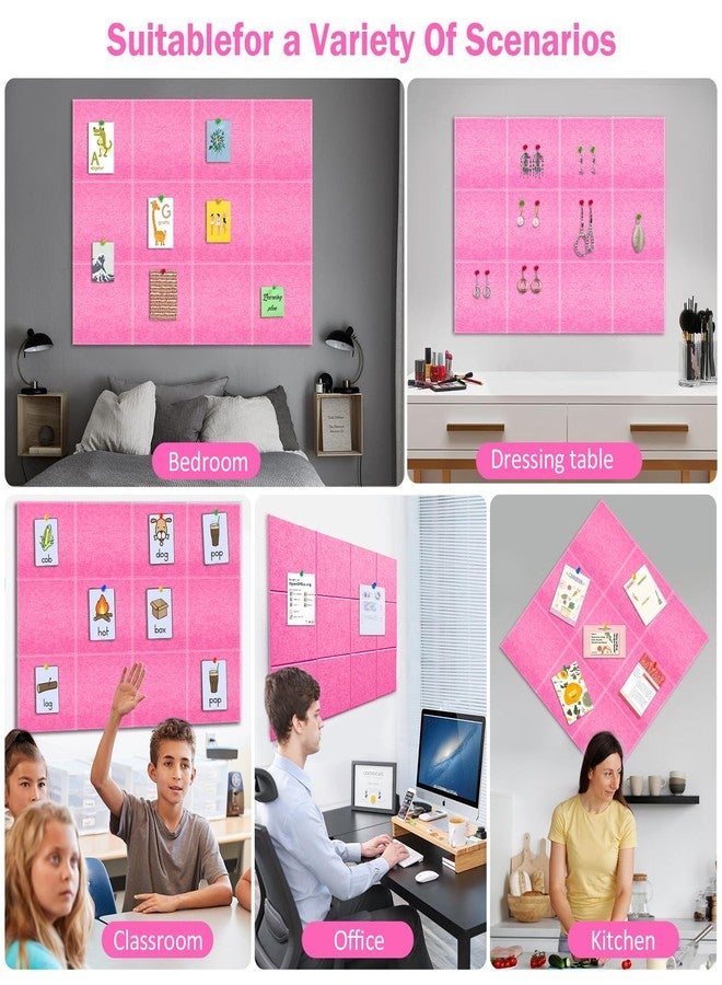زيديان لوحة إعلانات من بلاط اللباد الجداري مع لاصق قابل للإزالة، مقاس 47 × 35 بوصة، بديل للوحة الفلين الوردية مع 40 دبوس تثبيت، عبوة من 12 قطعة، مربعات لباد كبيرة الحجم للوحة تثبيت بلاط الفلين للمكاتب - Image 3
