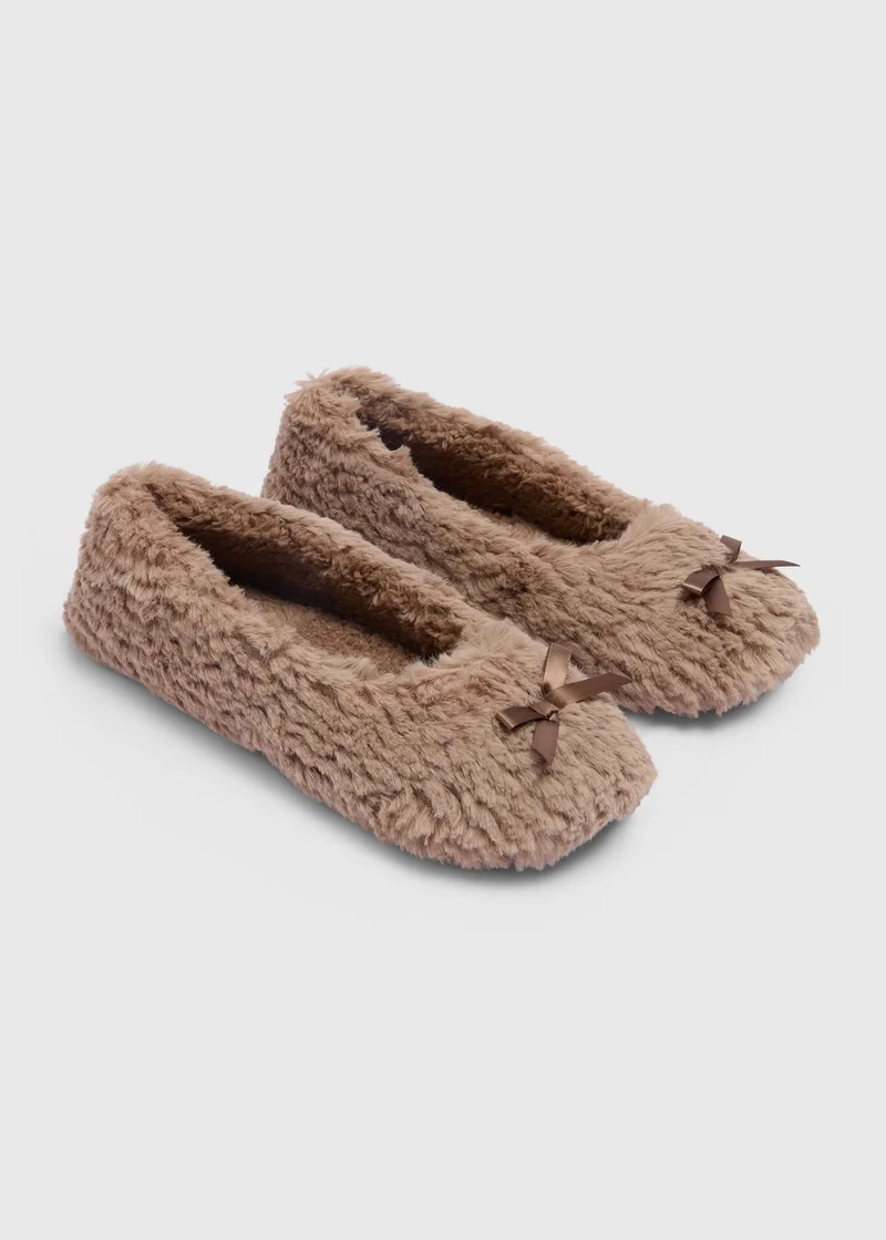Matalan Brown Teddy Fleece Slipper Socks