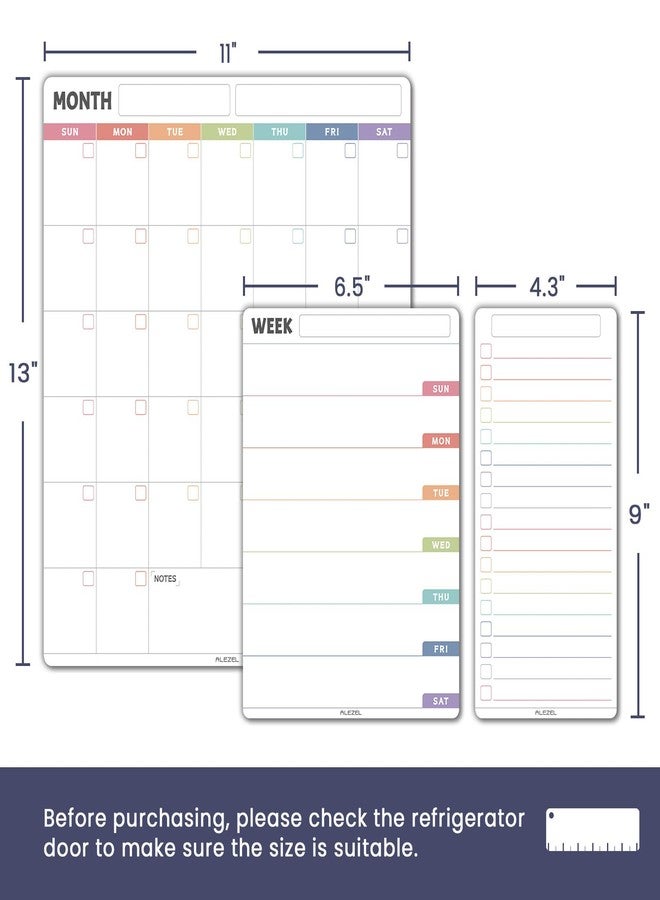 ALEZEL Magnetic Fridge Calendar Whiteboard, Dry Erase Calendar Set for Refrigerator - Vertical Monthly & Weekly Fridge Calendar with 1 List White Board, 4 Markers + Eraser - Image 3