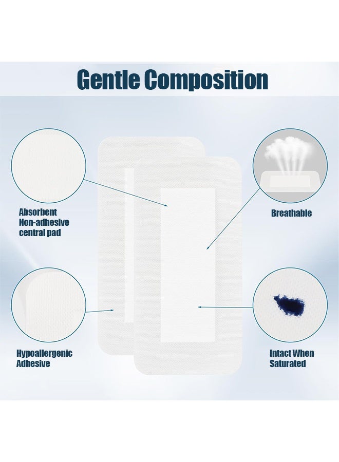 5 Pcs Large Non-Woven Adhesive Wound Dressing, 9.84"x3.93" Breathable Hypoallergenic Non-Stick Pad Bandages for Post-Surgical, Sports Injuries & Skin Healing - Image 4