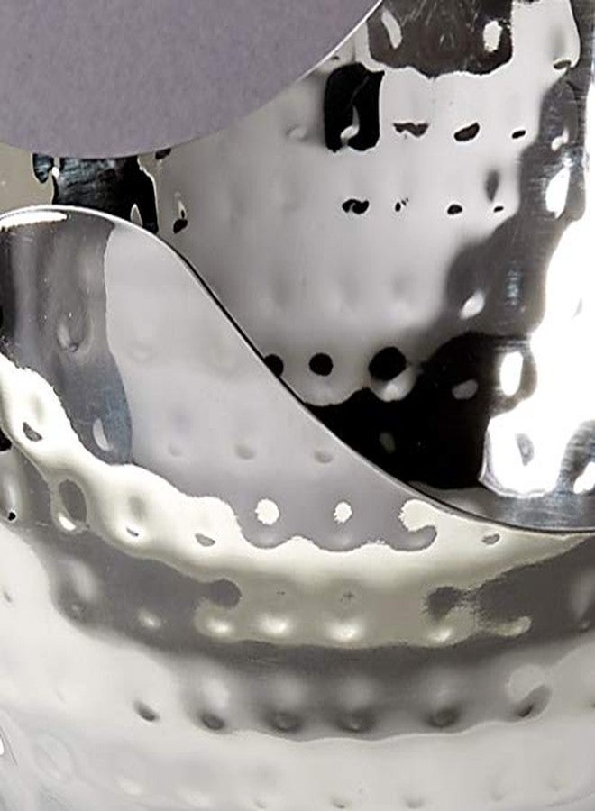 Elegance Hammered 8-Inch Stainless Steel Wave Serving Bowl, Silver, 8" x 8" x 4" - Image 5