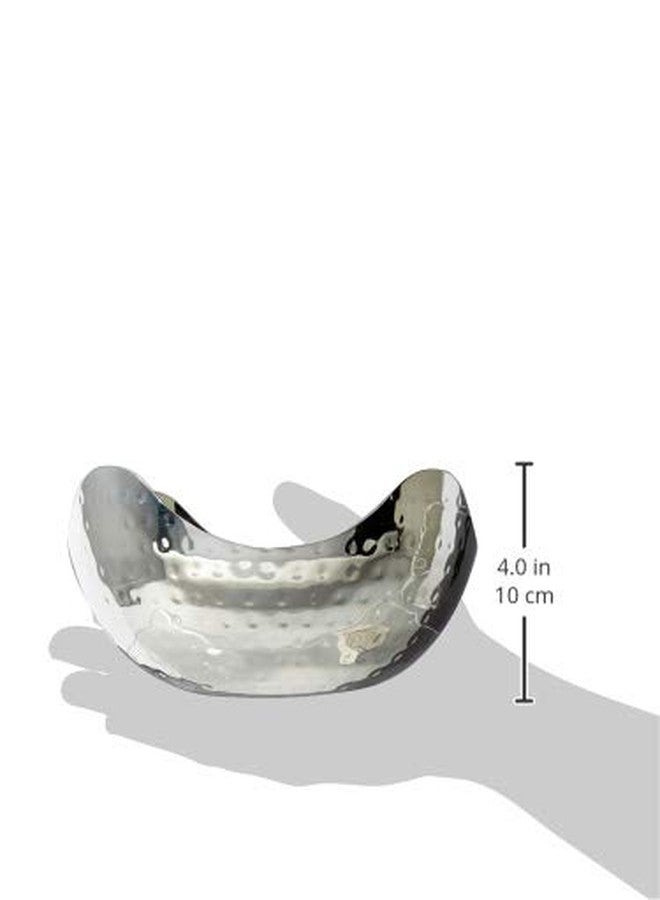 Elegance Hammered 8-Inch Stainless Steel Wave Serving Bowl, Silver, 8" x 8" x 4" - Image 3