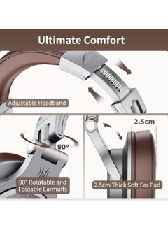OneOdio OneOdio A71 Hi-Res Studio Recording Headphones - Wired Over Ear Headphones with SharePort, Professional Monitoring & Mixing Foldable Headphones with Stereo Sound (Silver)  - Image 2