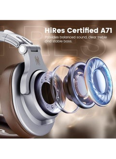 OneOdio OneOdio A71 Hi-Res Studio Recording Headphones - Wired Over Ear Headphones with SharePort, Professional Monitoring & Mixing Foldable Headphones with Stereo Sound (Silver)  - Image 4