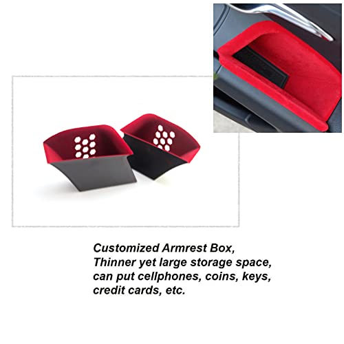 x xotic tech Xotic Tech Door Armrest Storage Box Organizer Compatible with Porsche 911 2013-2019 & Boxster Cayman 2014-2018 Inner Front Side Pallets Container Cover Kit Handle Pocket Phone Container (Red) -2pcs - Image 3