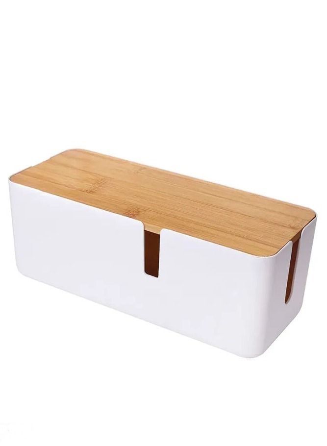 AMERTEER Cable Management Storage Box with Lid – Hollow Plastic Power Socket Wire Organizer for Home & Office