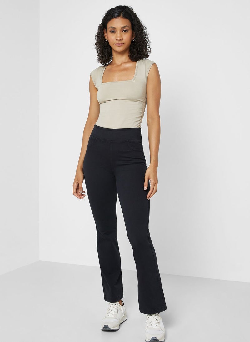 High Waist Straight Fit Flared Jeans