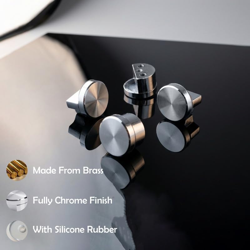 Atlantic Fully Brass Half Round Mirror Glass Bracket Holder 12mm | Chrome Finish | Wall Mounted | Mirror Wall Holder Clips | Glass Mounting Bracket | Pack of 6 Pieces - Image 2