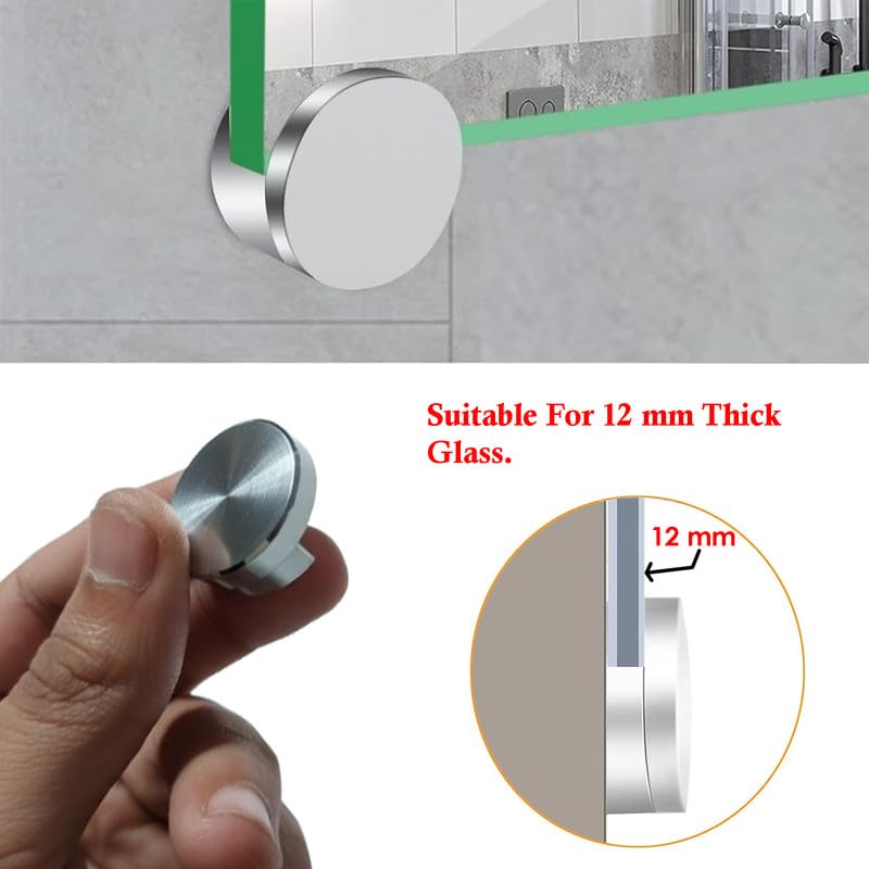 Atlantic Fully Brass Half Round Mirror Glass Bracket Holder 12mm | Chrome Finish | Wall Mounted | Mirror Wall Holder Clips | Glass Mounting Bracket | Pack of 6 Pieces - Image 4
