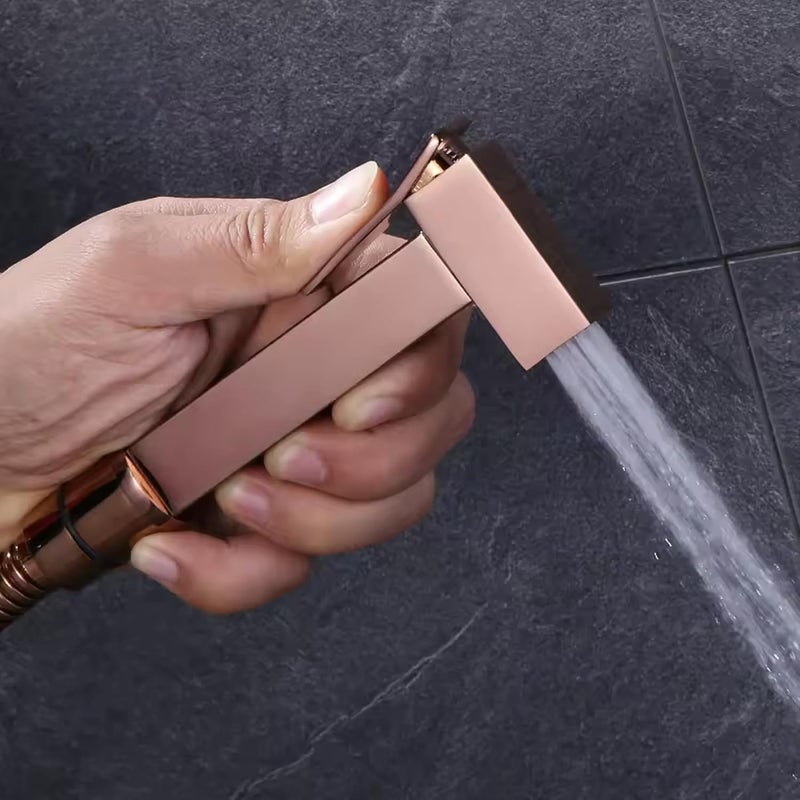 inart InArt Health Faucet for Bathroom Premium Jet Spray with Hose and Holder Superior Low Water Pressure Performance Easy Grip Design Durable Brass Material Rose Gold Color - Image 1