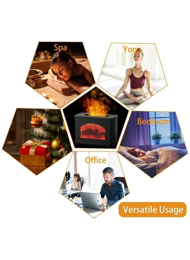 TIGER Fireplace Aromatherapy Humidifier 270 ml Cool Mist Diffuser – Black Ultrasonic Essential Oil Diffuser with Flame‑Style LED & Auto Shut‑Off | Quiet Bedroom & Home Decor | Office Gift - Image 2