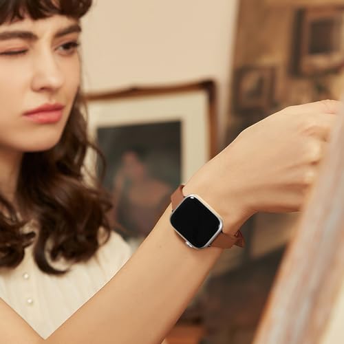 Charlam Compatible with Apple Watch Bands for Women 41mm 40mm 38mm 42mm 44mm 45mm 46mm,Top Grain Soft Leather Bands for Slim Wristband for iWatch SE, iWatch Series 11 10 9 8 7 6 5 4 3 2 1 Ultra,Brown - Image 5