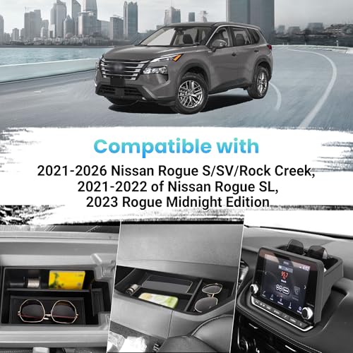 Sinminou 3PCS Center Console Organizer Compatible with 2021-2026 Nissan Rogue S/SV/Rock Creek, 2021-2022 Nissan Rogue SL, Lower Center Interior Storage Box, Dashboard Tray Only Fit 8-inch Screen - Image 2