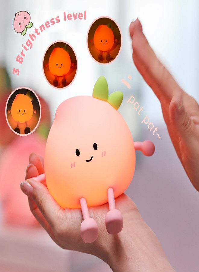 AVEKI Cute Peach Soft Silicone Kids Night Light with 3-Level Dimmable, Rechargeable Touch Control, 30 Minutes Timer, Warm Light - Image 2
