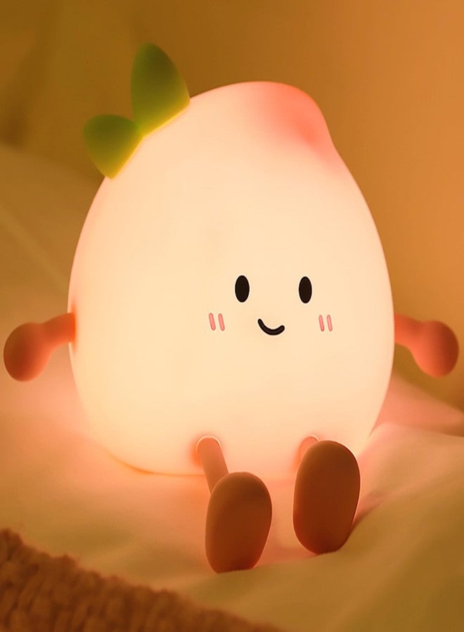 AVEKI Cute Peach Soft Silicone Kids Night Light with 3-Level Dimmable, Rechargeable Touch Control, 30 Minutes Timer, Warm Light - Image 1
