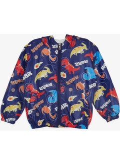 Breeze GİRLS & BOYS Boy's Raincoat Roaring Dinosaurs Patterned 1-5 Years, Navy Blue  - Image 1