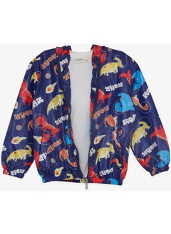 Breeze GİRLS & BOYS Boy's Raincoat Roaring Dinosaurs Patterned 1-5 Years, Navy Blue  - Image 4