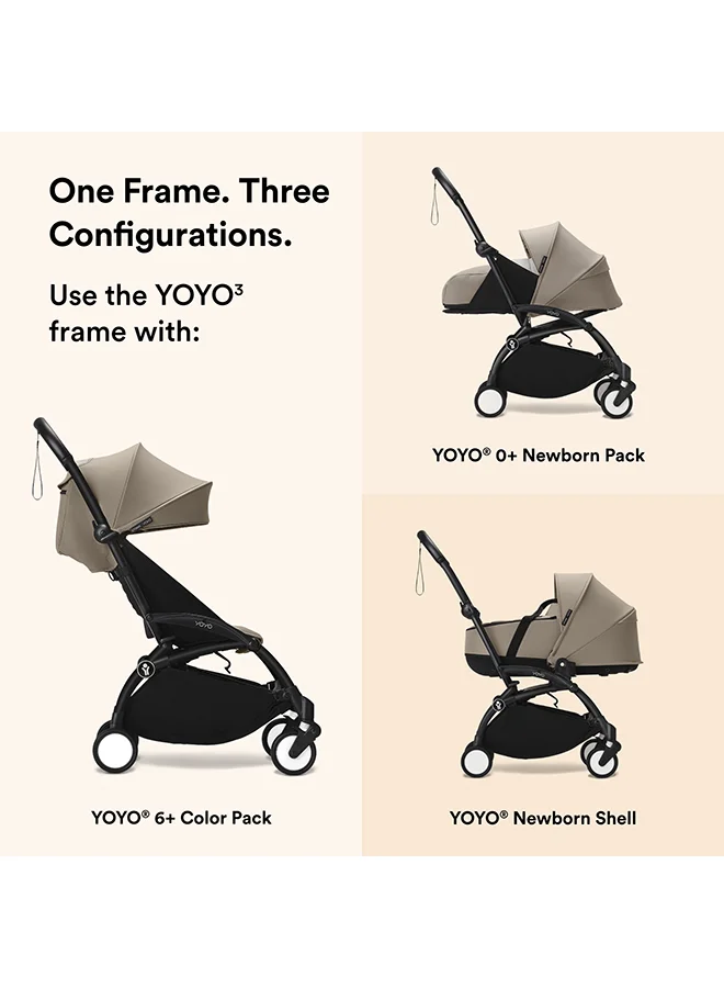 STOKKE Stokke YOYO3 Black Frame, Premium Stroller Chassis Compatible with YOYO3 Packs, Lightweight, Travel-Ready, Foldable Design