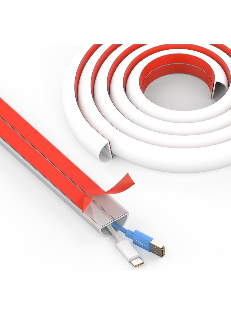 Wall Cord Hider Self-Adhesive Wire Cover Raceway Cable Management Kit for Walls Flexible PVC Cable Concealer Cord Cover Floor Cable Protector for Home Office Floor Wall 3M - Image 1