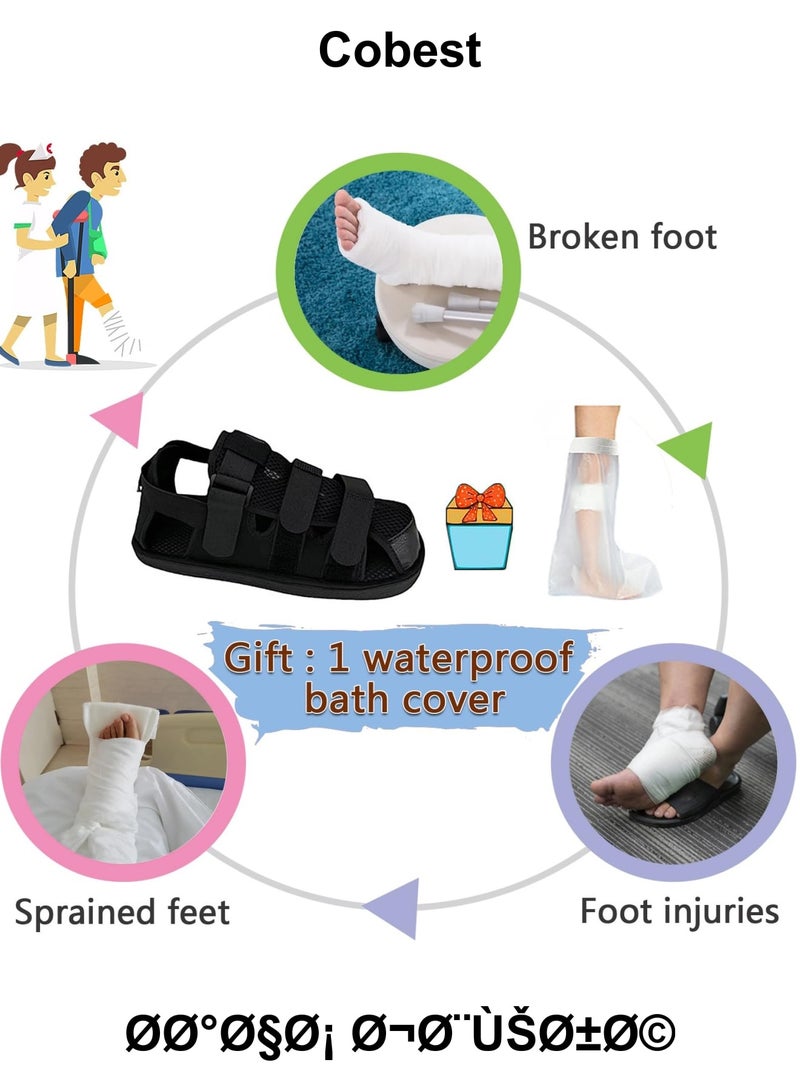 SOLARAE Post Op Shoe for Broken Foot, Adjustable Walking Boots Recovery Cast Shoe Covers, Universal for Both Left and Right Feet, Medical open-toe plaster shoes for Men or Women, M Size - Image 5