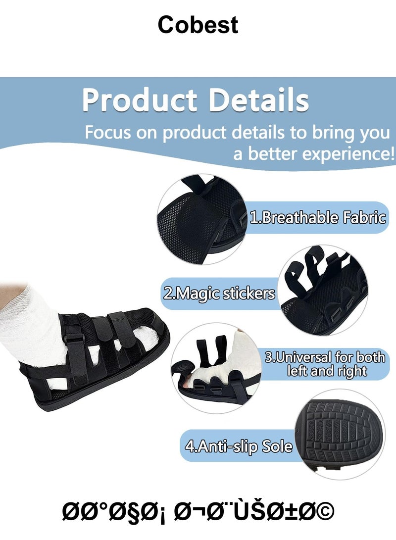 SOLARAE Post Op Shoe for Broken Foot, Adjustable Walking Boots Recovery Cast Shoe Covers, Universal for Both Left and Right Feet, Medical open-toe plaster shoes for Men or Women, M Size - Image 4