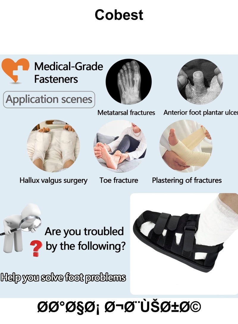 SOLARAE Post Op Shoe for Broken Foot, Adjustable Walking Boots Recovery Cast Shoe Covers, Universal for Both Left and Right Feet, Medical open-toe plaster shoes for Men or Women, M Size - Image 3