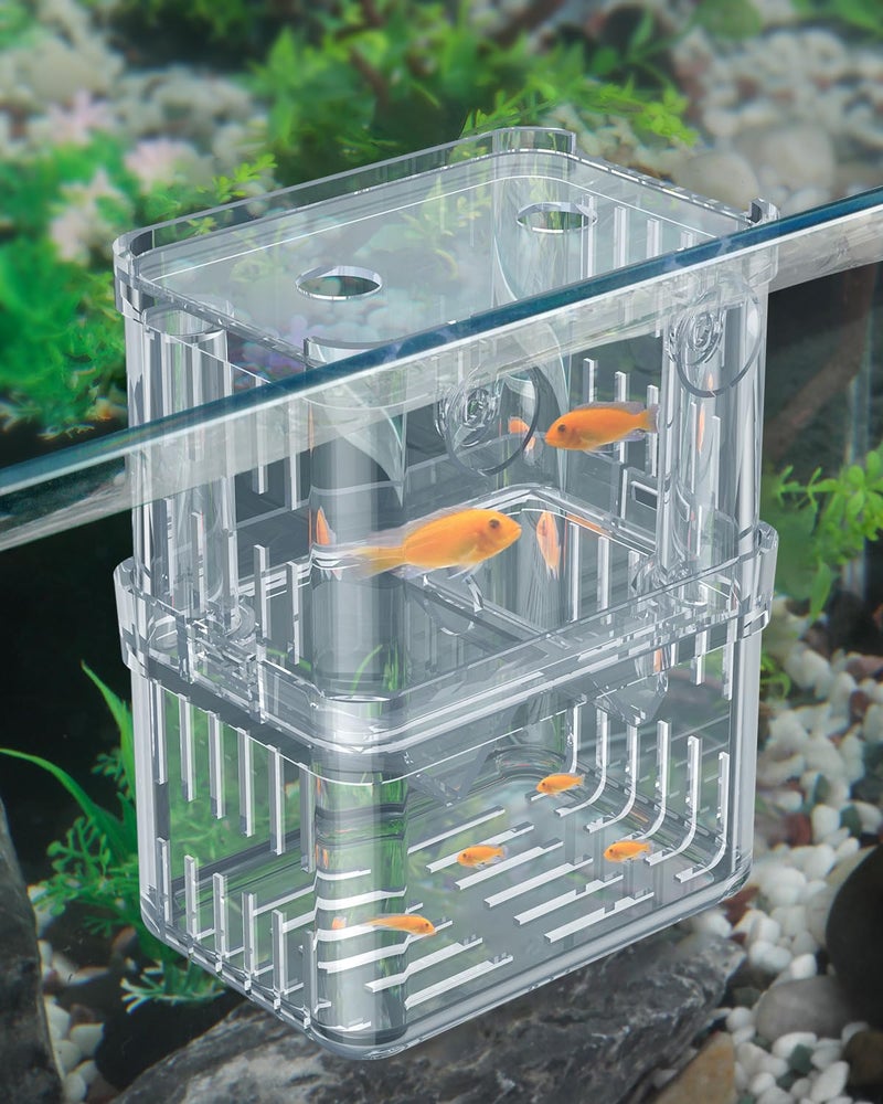 Pawfly Aquarium Breeding Box Transparent Plastic Breeder Box for Fish Tank Fry Hatchery Incubator for Baby Fish Shrimp Betta Clownfish Guppy Large - Image 2