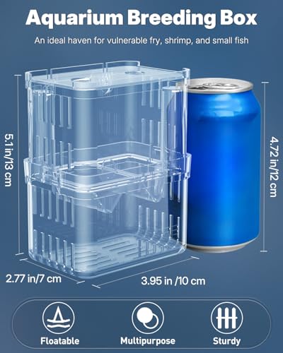 Pawfly Aquarium Breeding Box Transparent Plastic Breeder Box for Fish Tank Fry Hatchery Incubator for Baby Fish Shrimp Betta Clownfish Guppy Large - Image 3