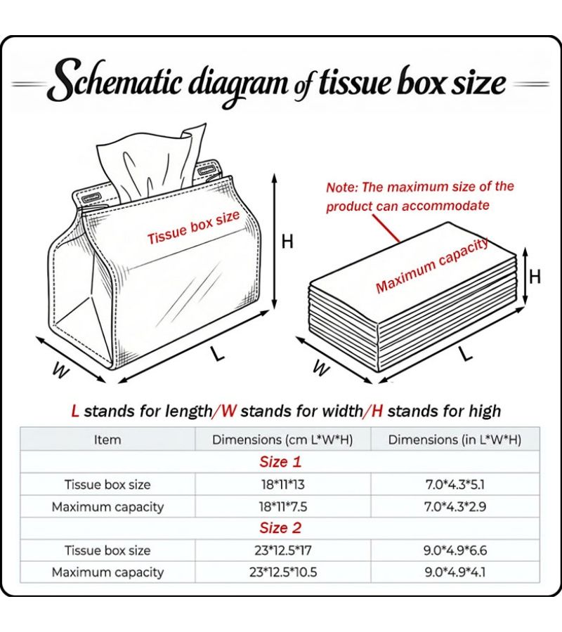 Stylish Tissue Box For Home Party Car Desk 18x11x13cm - Image 3