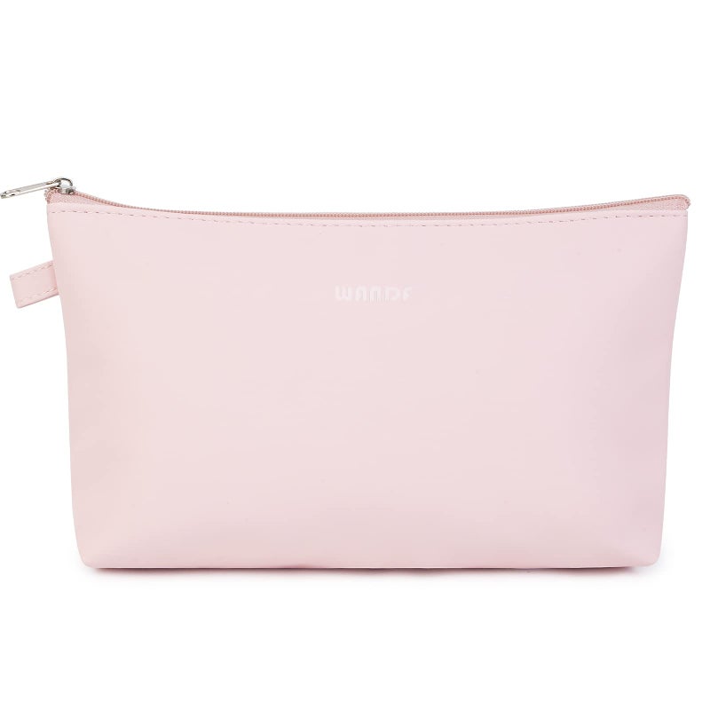 WANDF Cosmetic Bag for Women Makeup bag Organizer Small Mini Makeup Pouch for Purse Water Resistant Girls Gift Pink