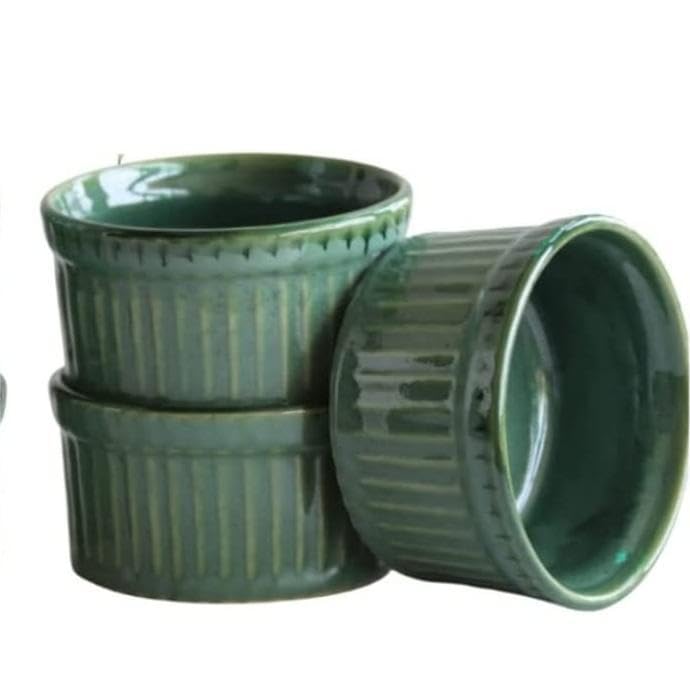 Mirakii Ceramic Green Glossy Ramekin Bowl 150ml Set of 2, Microwave and Dishwasher Safe for Baking and Serving - Image 4