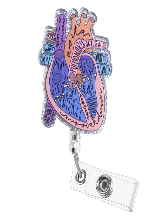 ITOKEY Cardiac Badge Holder Anatomy Funny Nurse Name Tag Holder Heart Retractable Reel ID Card Clip Pediatrics Nursing Badge Clips Medical Assistant for Doctor Student Teacher Office Clinic - Image 1