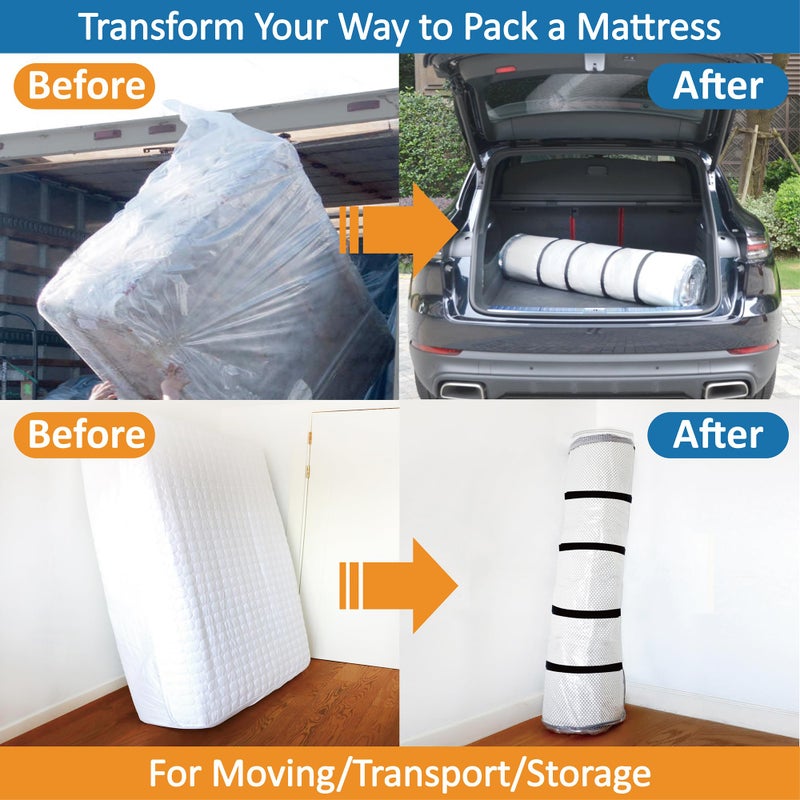 Storage Logic King/Cal-King Foam Mattress Vacuum Bag for Moving, Storage, Vacuum Seal Mattress Bag with Straps - Image 3