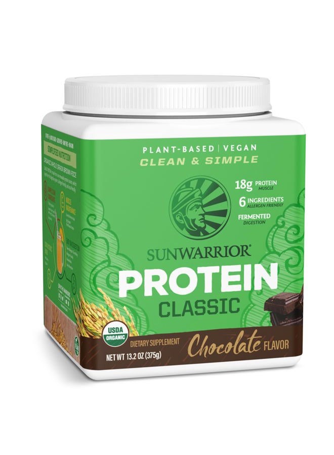 Sunwarrior Brown Rice Vegan Protein Powder | Raw Plant Based Protein Powder with Amino Acids Gluten Free Soy Free 0 Added Sugar Low Carb Keto | Chocolate 375 Gram | Classic Protein Powder - Image 1
