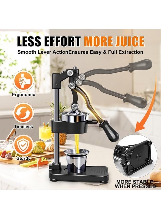 Manual Cast Iron Citrus Juicer,Commercial Hand Press,Heavy Duty Countertop Squeezer for Fresh Orange Lemon Juice,Easy to Use & Clean Professional Manual Metal Hand Citrus Juicer Lemon Squeezer Lime Orange Pomegranate Grapefruit Fresh Healthy Juice Presser Extractor - Image 3