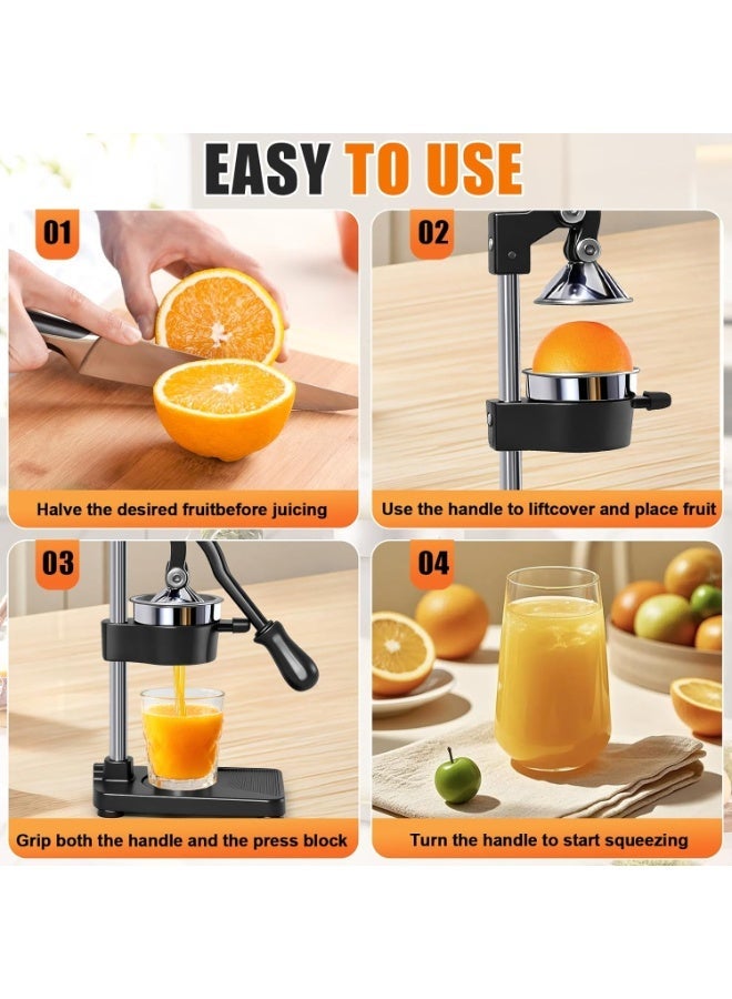 Manual Cast Iron Citrus Juicer,Commercial Hand Press,Heavy Duty Countertop Squeezer for Fresh Orange Lemon Juice,Easy to Use & Clean Professional Manual Metal Hand Citrus Juicer Lemon Squeezer Lime Orange Pomegranate Grapefruit Fresh Healthy Juice Presser Extractor - Image 2