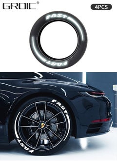 GROIC 4 Pcs Wheel Rim Decal Stripes Set Sport Emblem Reflective Stickers,Wheels Tire Rim Safety Decoration Accessories,Automobile Decoration  - Image 1