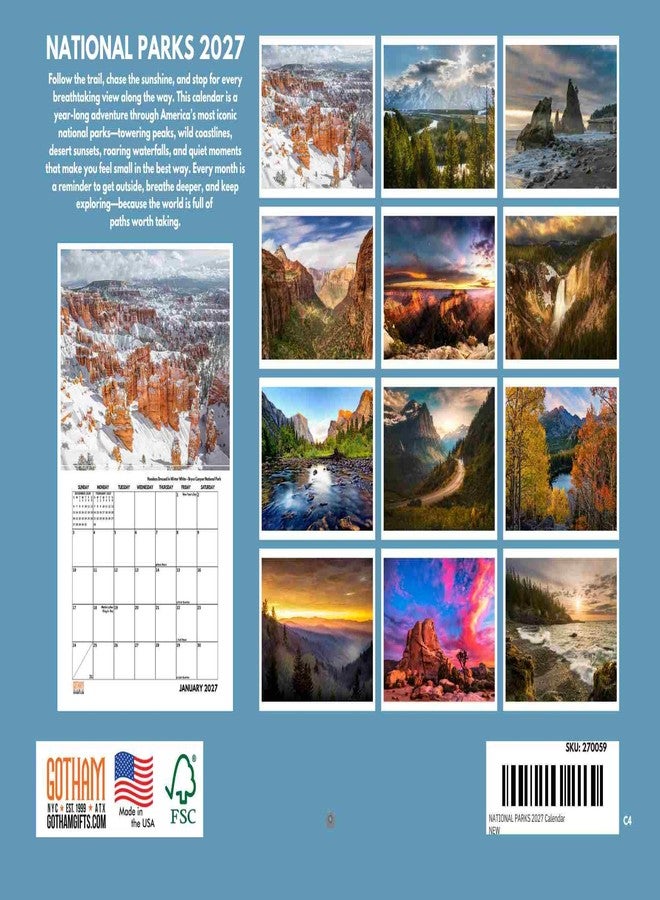 Poster Foundry تقويم الحدائق الوطنية لعام 2027، تقويم حائط شهري لهدايا الحدائق، الطبيعة، 12 شهرًا - Image 2