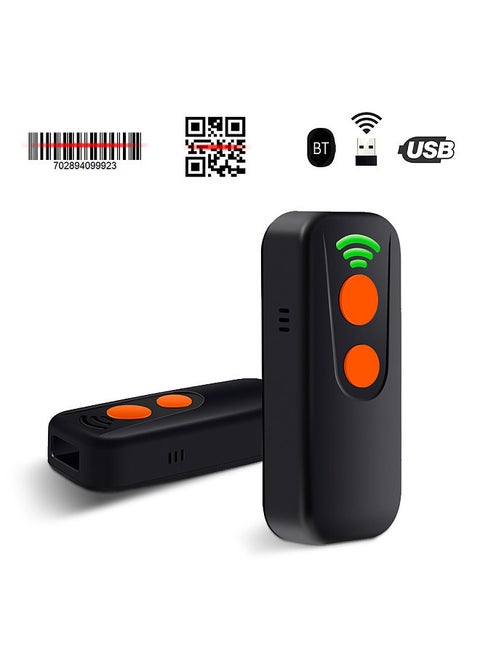 2D 1D QR Barcode Scanner 3 in 1 BT & 2.4GHz Wireless & Wired Connection Sound and Vibrator Prompt Support Offline Storage Compatible with Windows Android Linux Mac