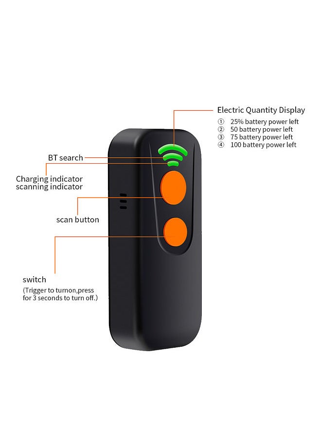 Generic - 2D 1D QR Barcode Scanner 3 in 1 BT & 2.4GHz Wireless & Wired Connection Sound and Vibrator Prompt Support Offline Storage Compatible with Windows Android Linux Mac - Image 1