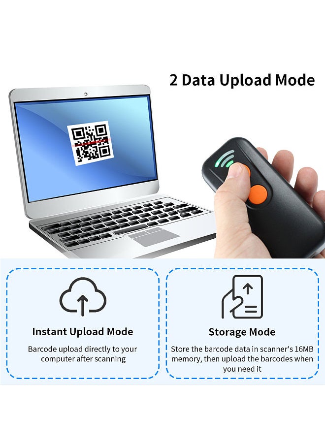 Generic - 2D 1D QR Barcode Scanner 3 in 1 BT & 2.4GHz Wireless & Wired Connection Sound and Vibrator Prompt Support Offline Storage Compatible with Windows Android Linux Mac - Image 1