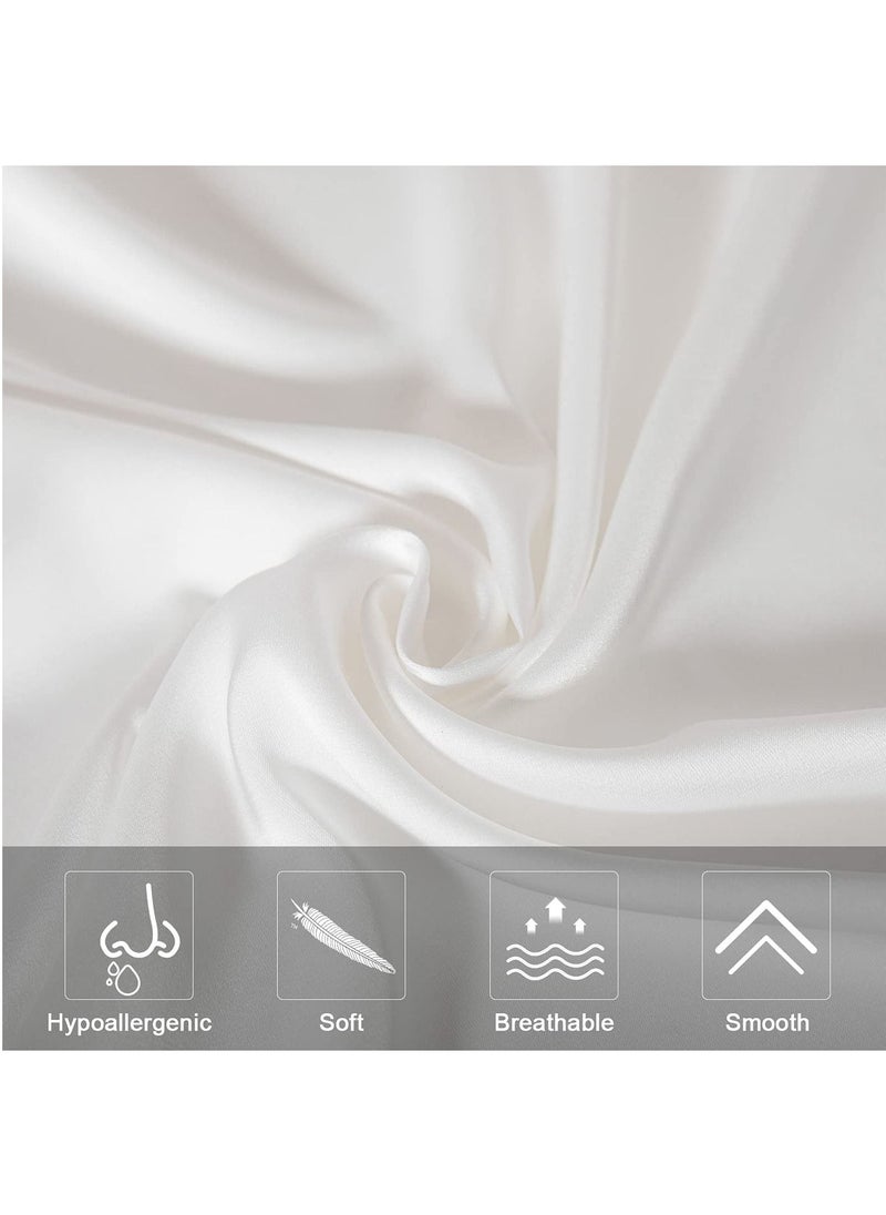Swift Set of 2 Silk Pillowcase Satin Pillow Used for Hair Beauty and Skin Care Queen Size Satin and Mulberry Silk Soft Breathable Smooth Double Sided Silk Pillow Case with Envelope Closure White 50 75cm  - Image 4