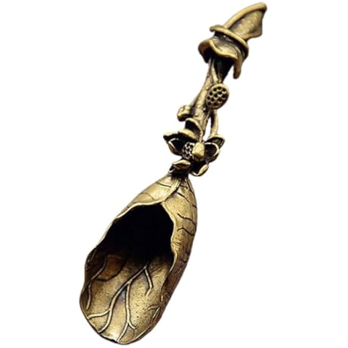 ريحني ملعقة شاي نحاسية ملعقة صغيرة لملفق مطبخ مغرفة صلبة مصنوعة يدويا بطول 12 بوصة - Image 1