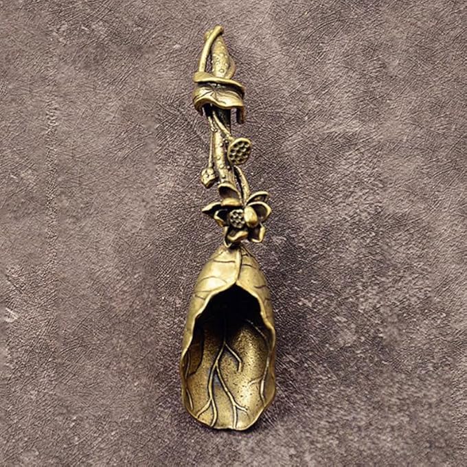 ريحني ملعقة شاي نحاسية ملعقة صغيرة لملفق مطبخ مغرفة صلبة مصنوعة يدويا بطول 12 بوصة - Image 5