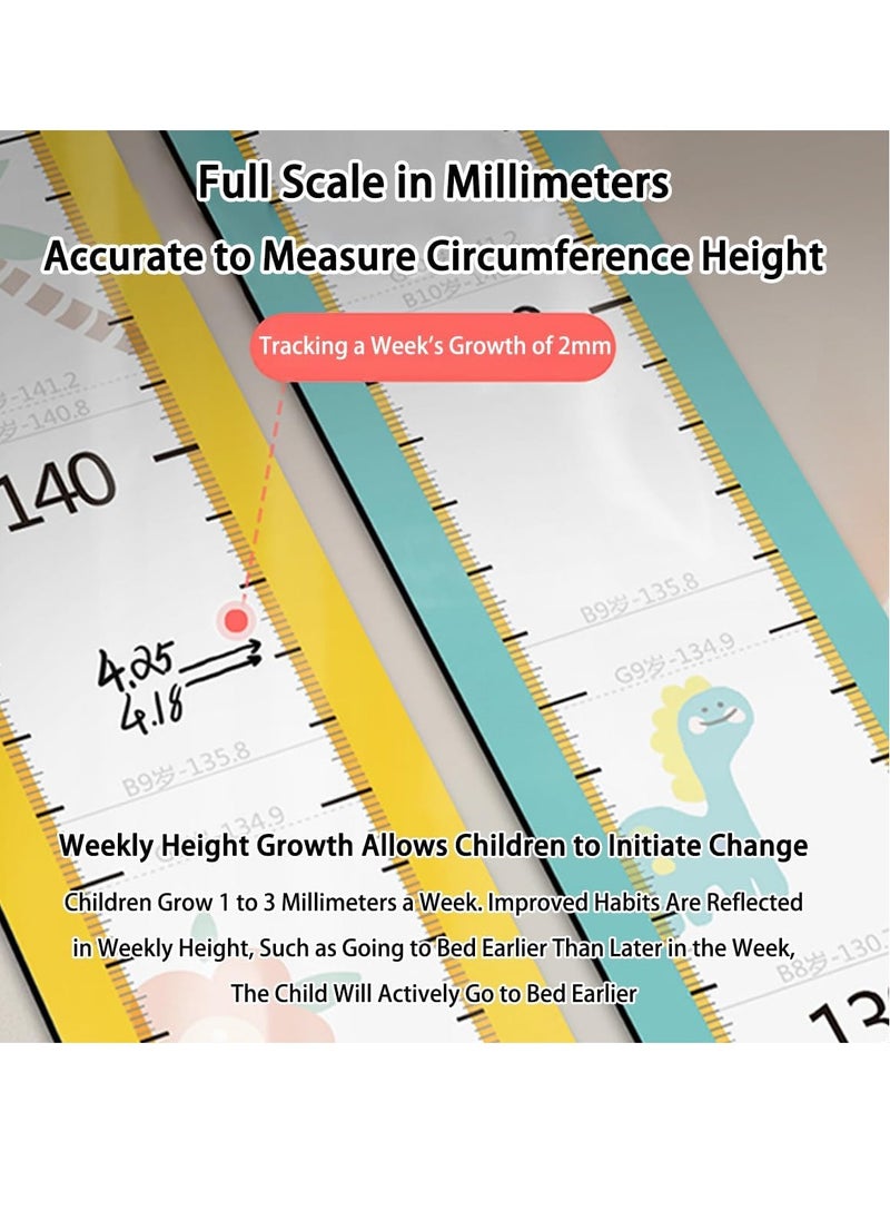 Gonice Magnetic Baby Height Growth Chart Ruler for Kids Room Decor, 3D Movable Height Ruler Nursery Animal Wall Decals, Portable Stadiometer Height Measuring Rod Height Measure 65-183cm (Dinosaur)  - Image 4