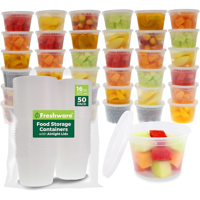Freshware Deli, Food Storage containers, 16 ounce, 16 oz. 50-Pack - Image 1